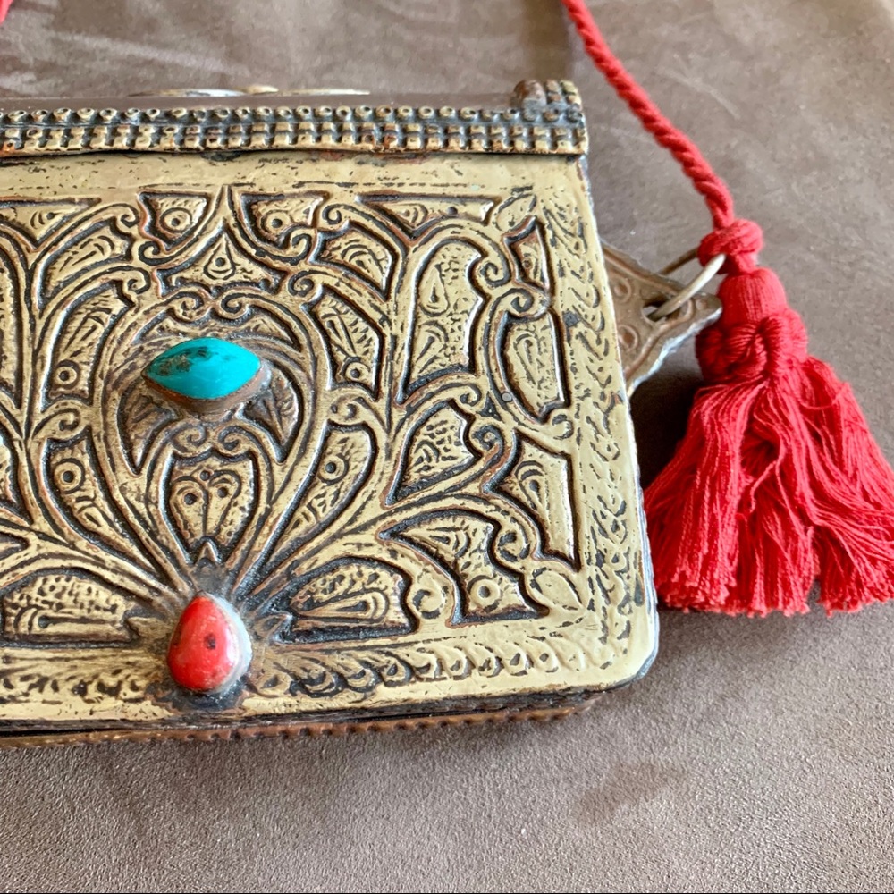 VINTAGE Morocco Copper/Brass Carved Metal Purse - Picture 4 of 8
